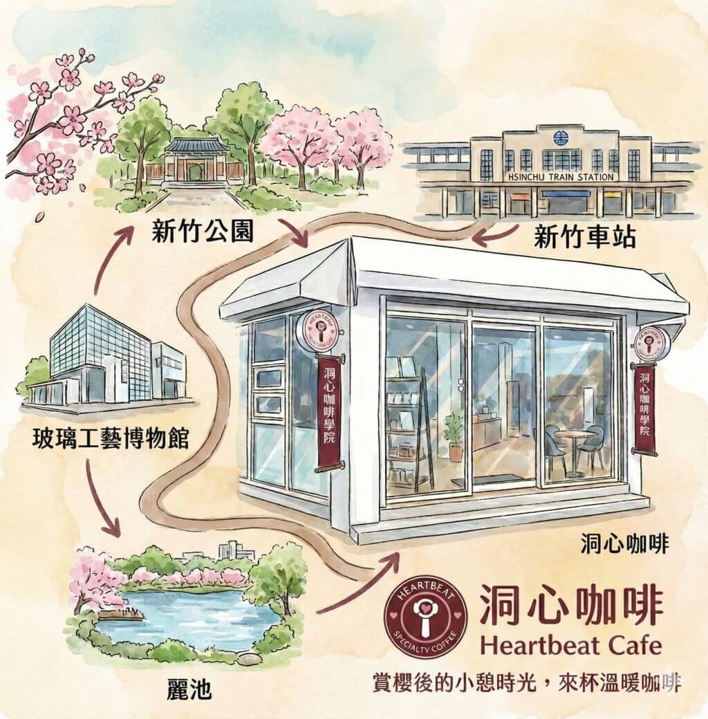 新竹公園賞櫻花喝洞心咖啡